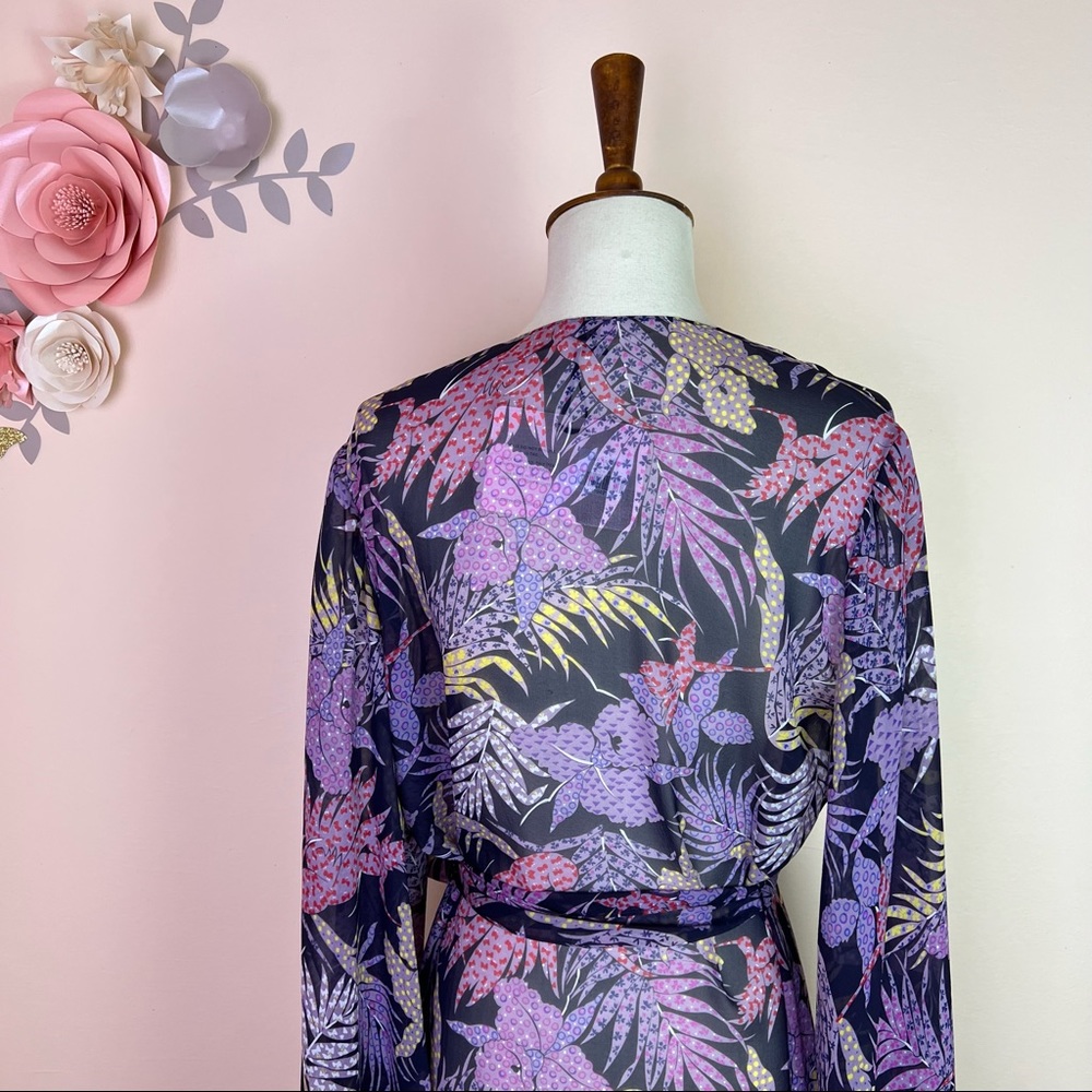 🛑 SOLD 🛑 New! Rare AGENT PROVOCATEUR Riva Palm Leaf Silk Kimono Cover-Up - Picture 8 of 13